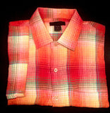 Scott Barber- Madras Plaid, SS-BD 100% Linen Fashion Shirt- size XL