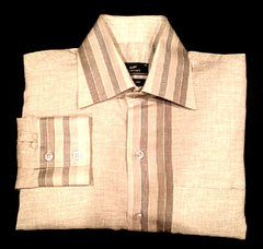 New- Kouton's Tan Stripe 100% Linen Casual Fashion Shirt- size M (40)