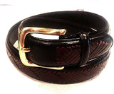 New- Arden Belt Co. Black/Brown Inlay Leather Fashion Belt- size 30-32