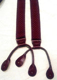 Vintage Burgundy/White Polka Dot Silk Suspenders