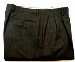 Zanella- Green/Gray/Tan Mini-Check 100% Wool Trousers- size 34x31