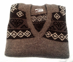 New- Fotrama Brown 100% Alpaca Wool Bolivian Knit Sweater- size L