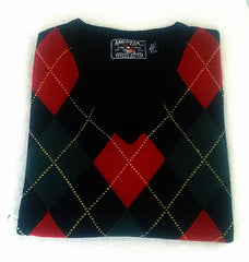New- American Living- Black Argyle Lambs Wool Sweater Vest- size XL
