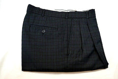 Vintage Black/Blue/Green/Purple Mini Check Wool Fashion Trousers- size 38x30