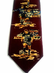 Vintage Ferrell Reed- Burgundy 'Soccer' Novelty Silk Tie
