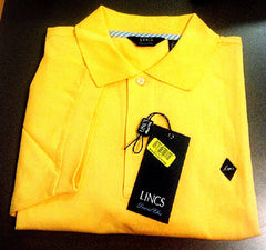 New- Lincs by David Chu- Yellow Pique Cotton Polo Shirt- size L