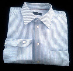 Eton of Sweden-Blue/White Herringbone Pinstripe Dress Shirt- size 17.5 (44)