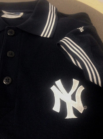 New- Adidas 'New York Yankees'- Navy Pique Cotton Logo Polo Shirt