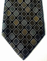 Joe-Joseph Abboud- Black Geometric 100% Woven Silk Tie- (X-Long)