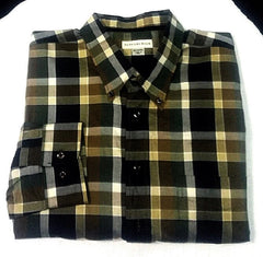 New- Cutter & Buck- Brown/Olive Plaid 100% Cotton BD Fashion Shirt- size 2XT/TGL
