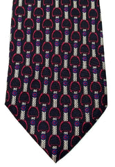 Paolo Gucci of Italy- Blue/Red Horse-Bit Silk Tie