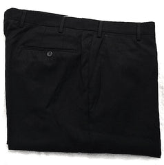 New- Berle-Black Wool Gaberdine Plain Front Trousers- size 38