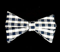 Vintage Ormond- Gingham Check Clip-On Cotton Bow Tie