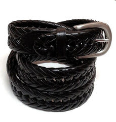 New- Black Braided Leather Belt- Size 36
