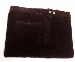 Vintage Berle-Mocha Brown Micro-Corduroy Plain Front Casual Trousers- size 34x30