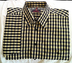 Haupt of Gerrmany- Navy Blue/Yellow Check Cotton Shirt- size L (16.5)