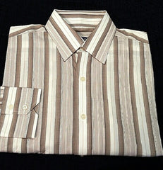 New- Sean John- Brown Pinstripe, 100% Cotton Dress Shirt- size (15.5x34/35)