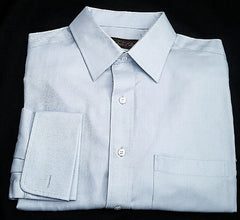 New- Tasso Elba-Blue Herringbone,100% Cotton, FC Dress Shirt- size (16.5x32/33)