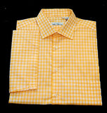 New- Maus&Hoffman-Yellow/White 100% Cotton,Gingham Check Fashion Shirt- size M