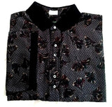 Michael Thomas-Navy Leaf Print,100% Egyptian Nile Cotton, 5B Polo Shirt- size XL