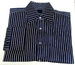 New- Enzone of Italy-Blue/White Stripe,100% Cotton Twill,FC Fashion Shirt- size (16.5x34/35)