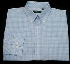 New- Bobby Jones-Blue/Tan Plaid,100% Cotton,BD Fashion Shirt- size M