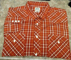 Lucky Brand-Terracotta Plaid,Western Style Fashion Shirt- size L