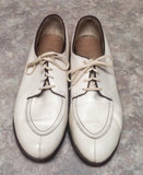Vintage 'Kassis Bros.'- Ivory Handcrafted Leather Split-Toe Oxford Shoes- size 9.5D