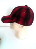 Red/Black Plaid Wool Cap- One Size
