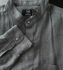 Ike Behar Gray Banded Collar Fashion Shirt- Size L