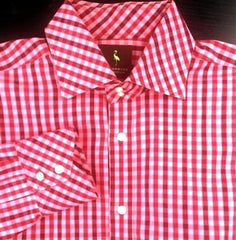 TailorByrd- Raspberry Gingham Check Fashion Shirt- Size L