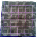 New- Purple/Black Plaid Silk Pocket Square